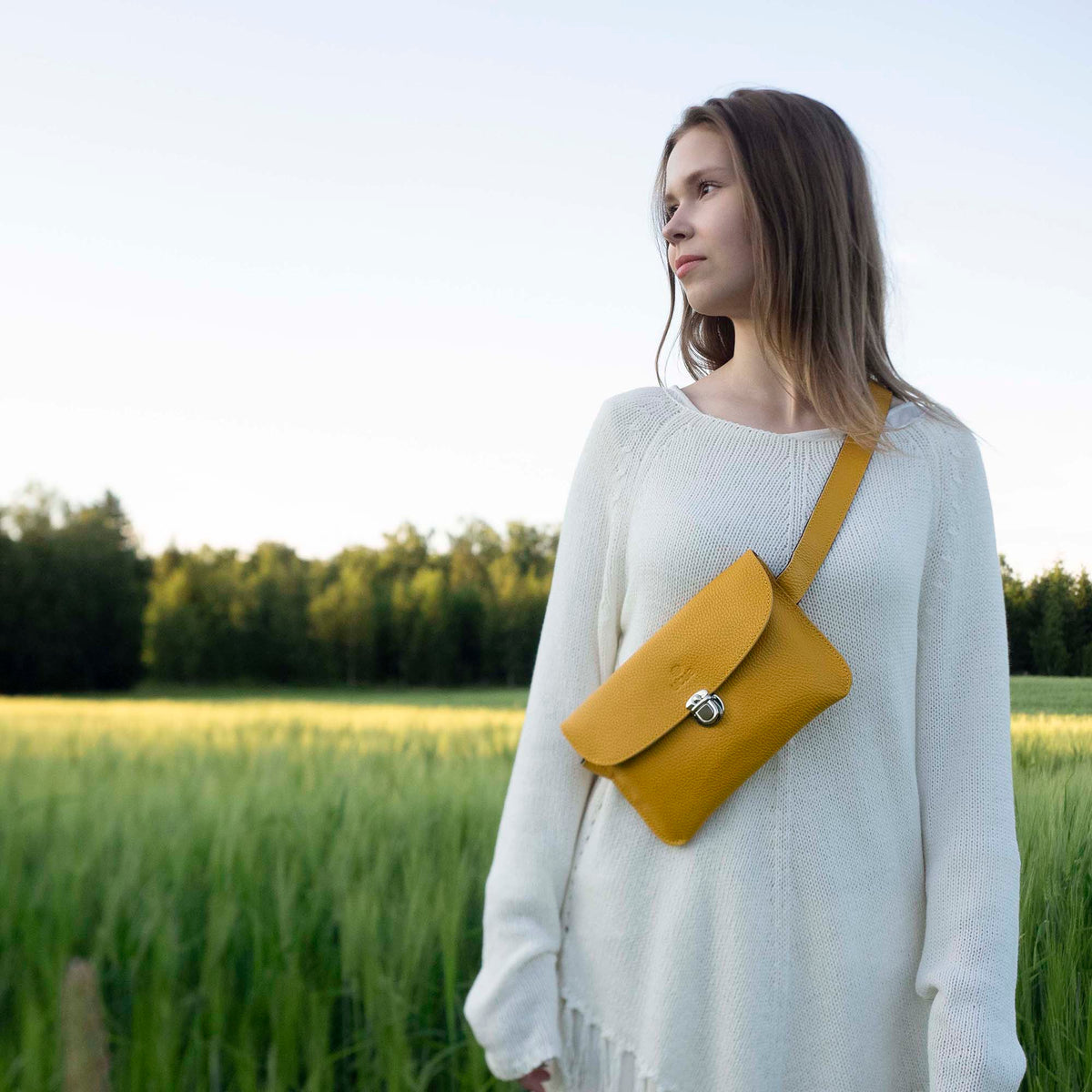 Utuan keltainen käsilaukku upea Iris crossbody