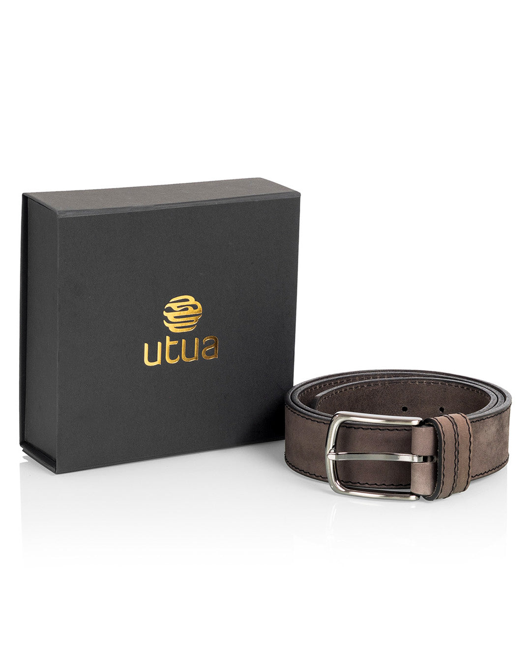 Leather belt 3 cm grey