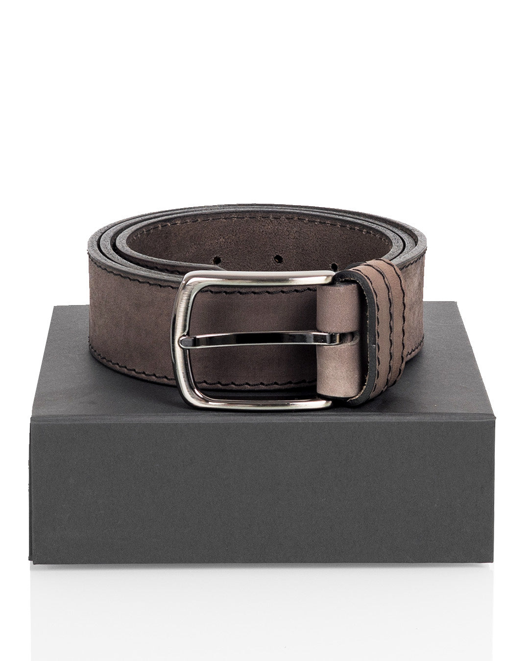 Leather belt 3 cm grey