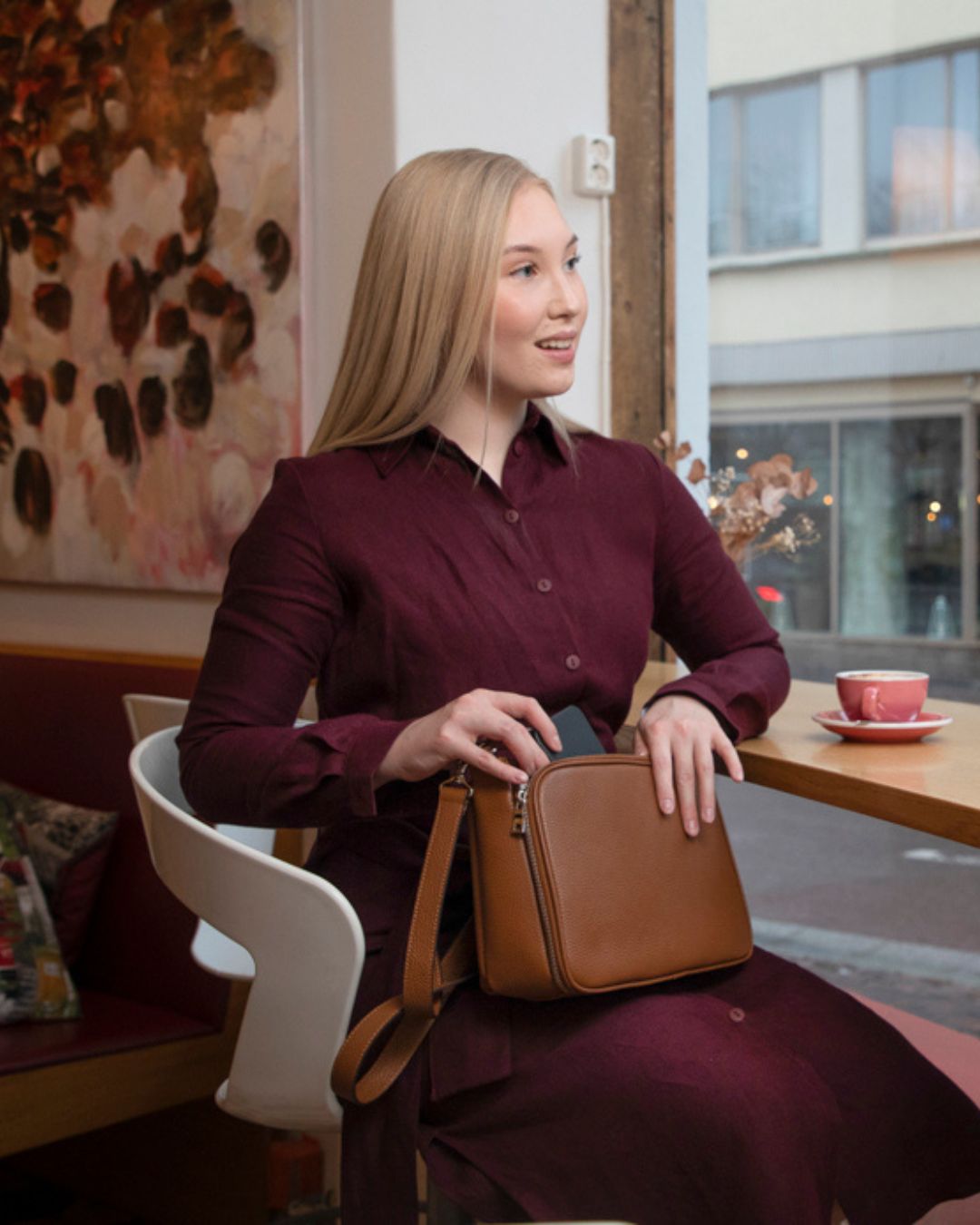 Nahkainen Utua olkalaukku Kajo Exclusive harmaa