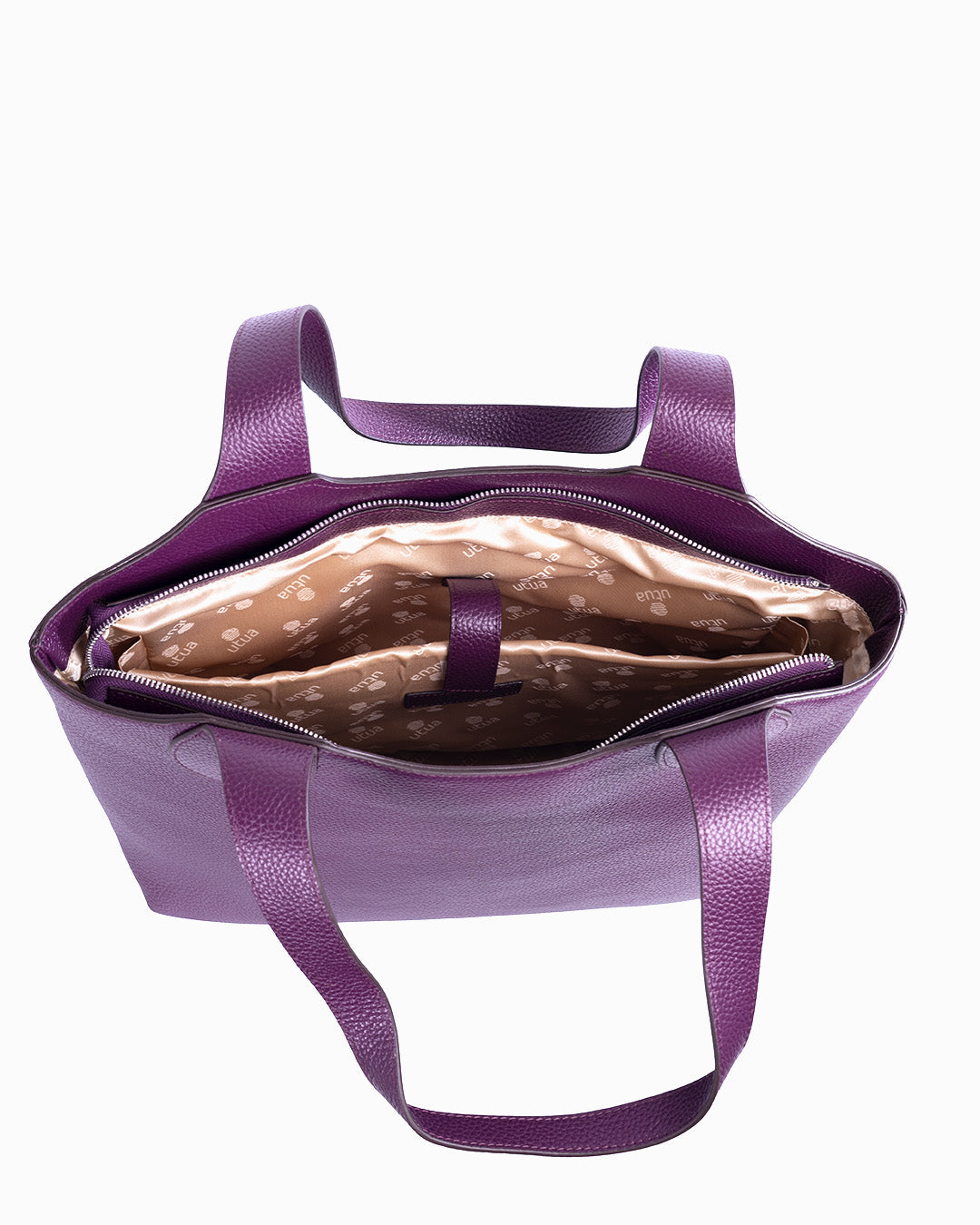 irene tyolaukku tote bag tumman liila sisalta utua